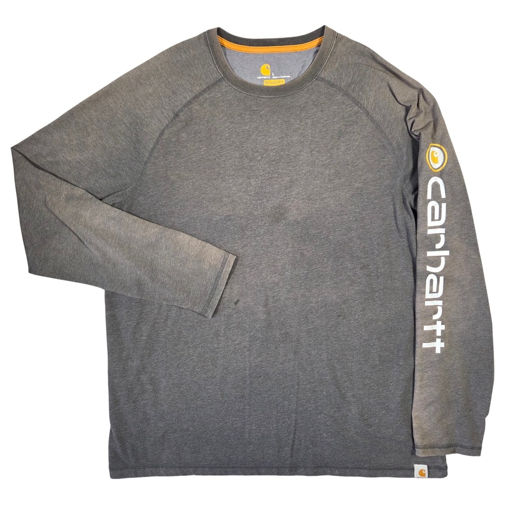 Carhartt Force Mens Relaxed Fit Long Sleeve Logo T-Shirt Faded Gray 101302 Large